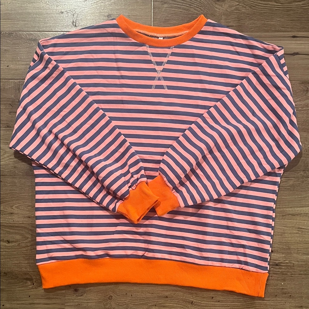 Striped Orange and Pink Women’s Oversized Sweatshirt